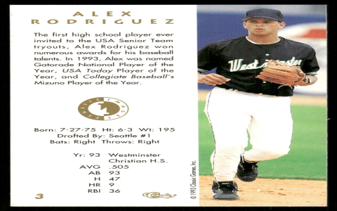 baseball card alex rodriguez