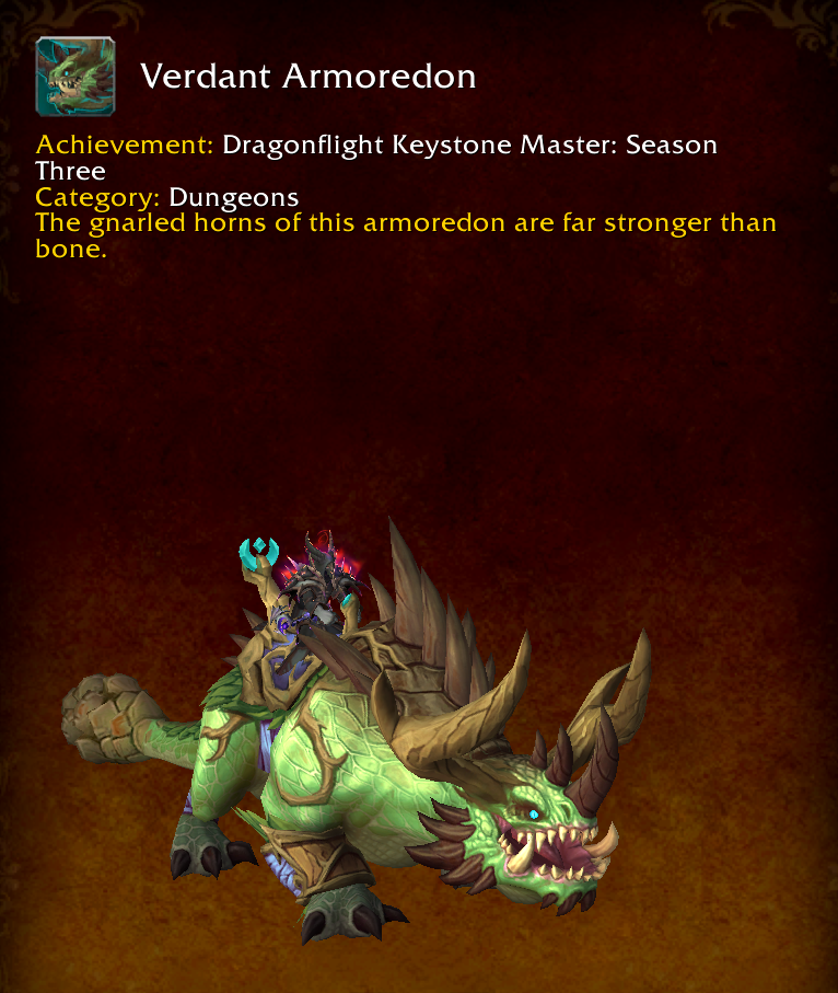Dragonflight Season 3 Keystone Master Mount: Unlock the Verdant Armoredon with Mythic+