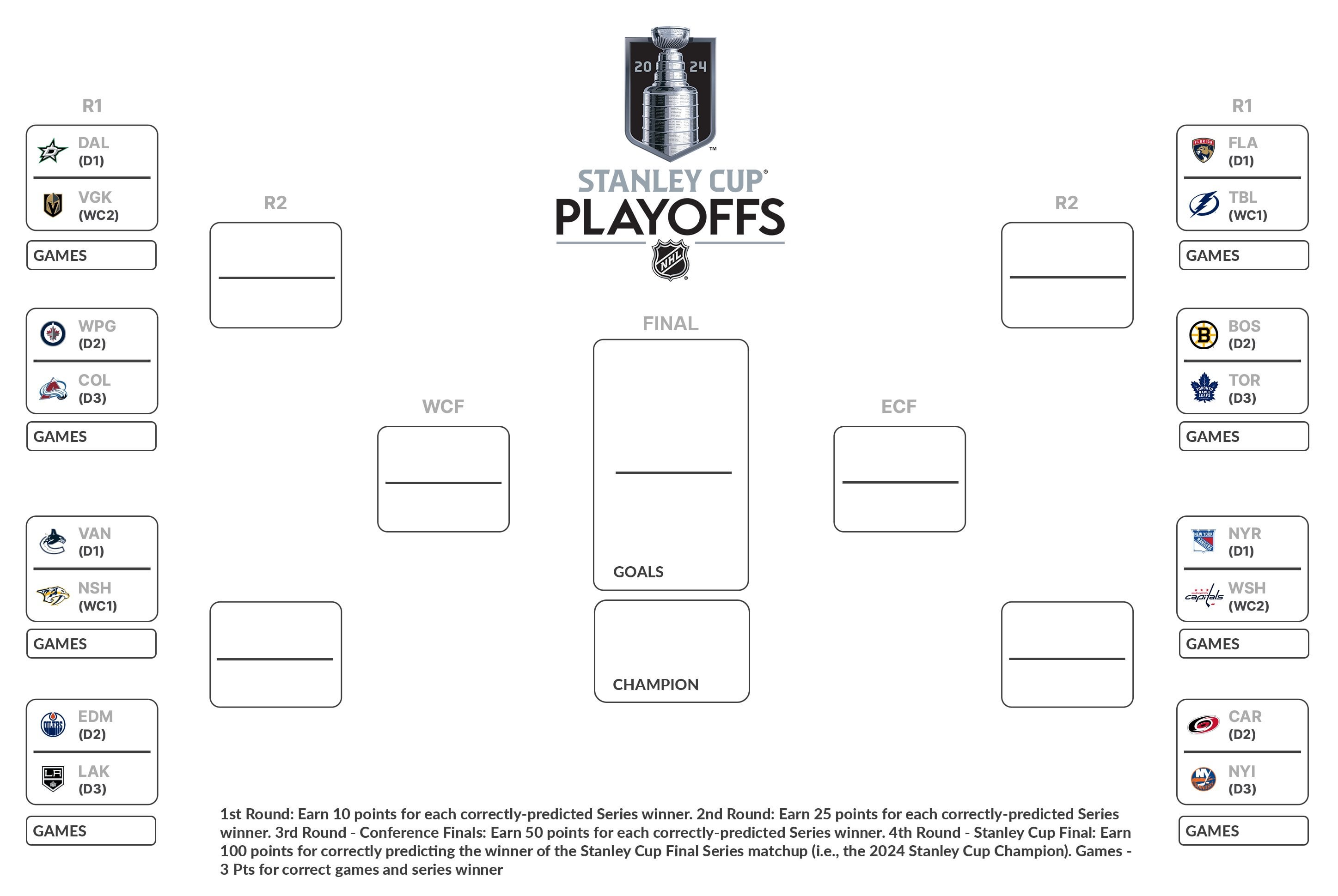 Free Printable NHL Playoff Bracket 2024 – Download PDF Now!
