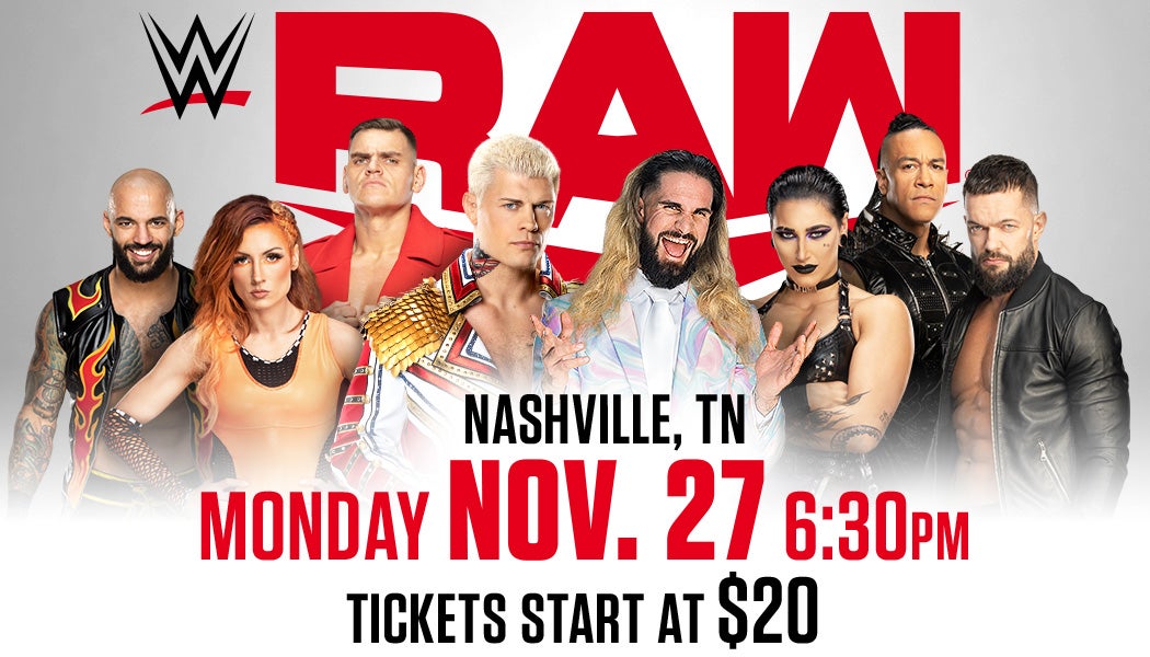 WWE Monday Night RAW Returns to Nashville | Get Tickets for Bridgestone Arena