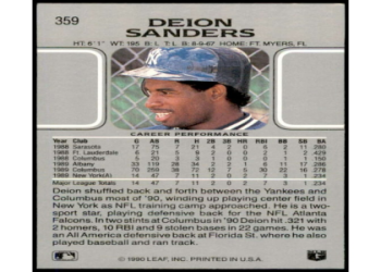 deion sanders rookie baseball card value